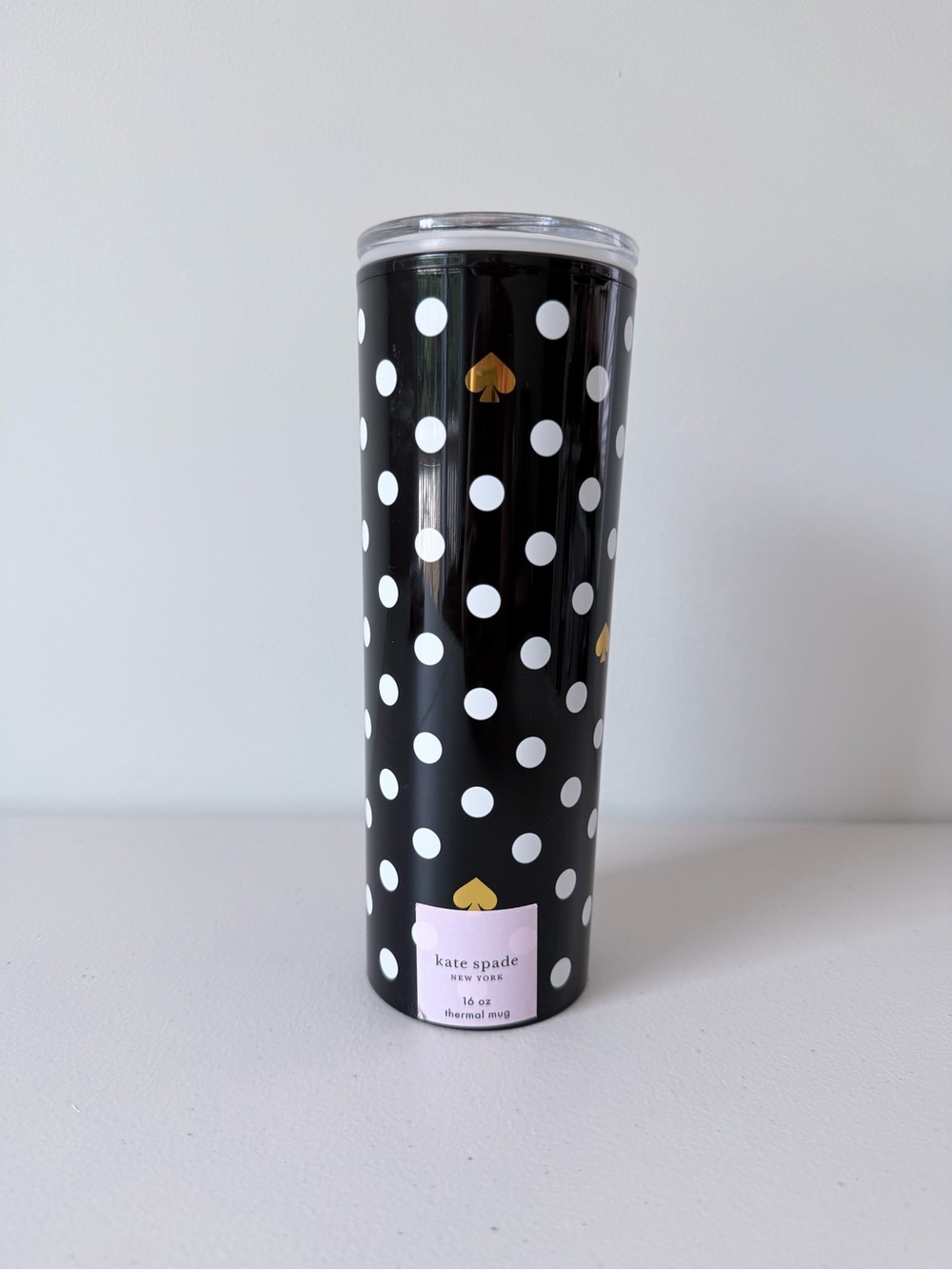 Kate Spade New York Black & White Polka Dot 16 oz Thermal Tumbler